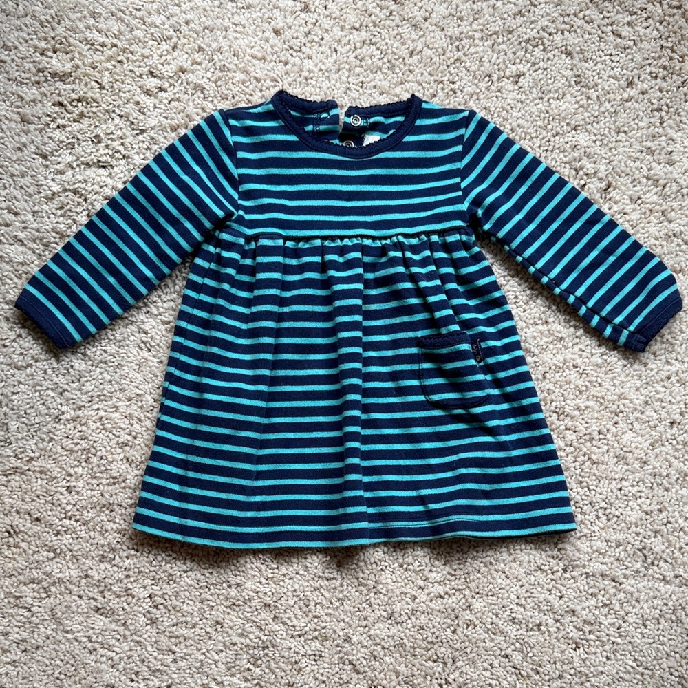 JoJo Maman Bebe Blue Striped Kids Casual Dress